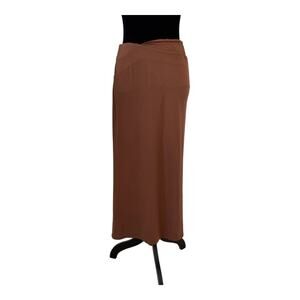 NEW VERO MODA Brown Bet Jersey Calf Wrap Skirt Size XL